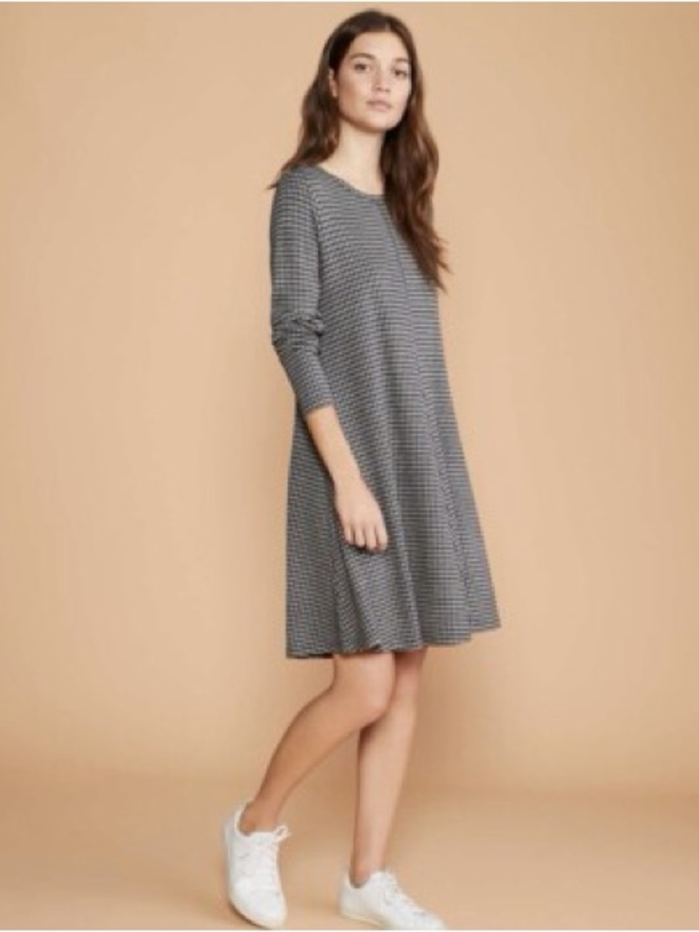 Women’s Small Lou & Gray LOFT Black Cream Plaid Ponte Swing Dress - C22-043